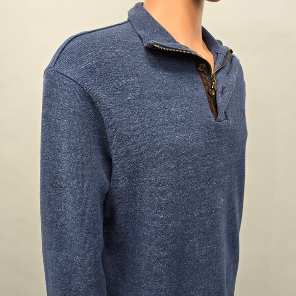 Polo Ralph Lauren 1/4 Quarter Zip AND Button Mockneck Sweater M Blue Red Pony - Picture 12 of 15